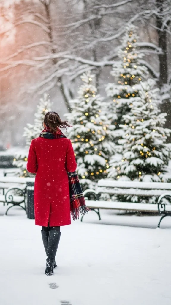 1. Classic Red Wool Coat with Black Boots