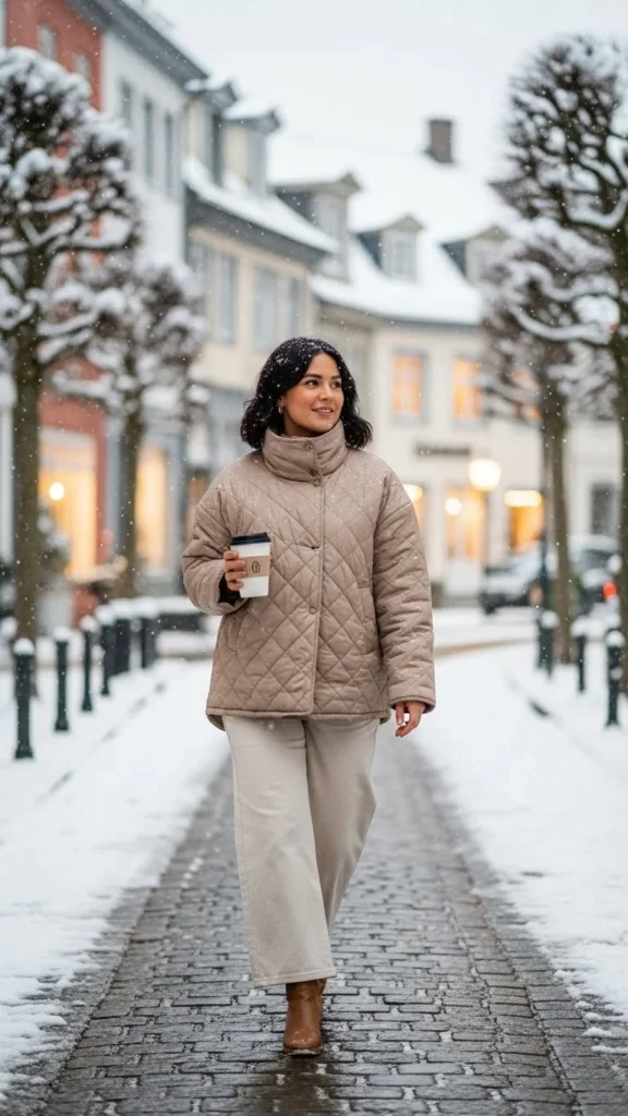 15. Quilted Jacket with Wide-Leg Pants