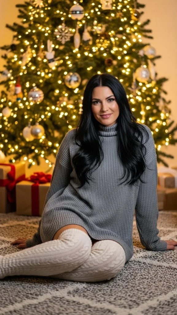 17. Long Sweater with Over-the-Knee Socks