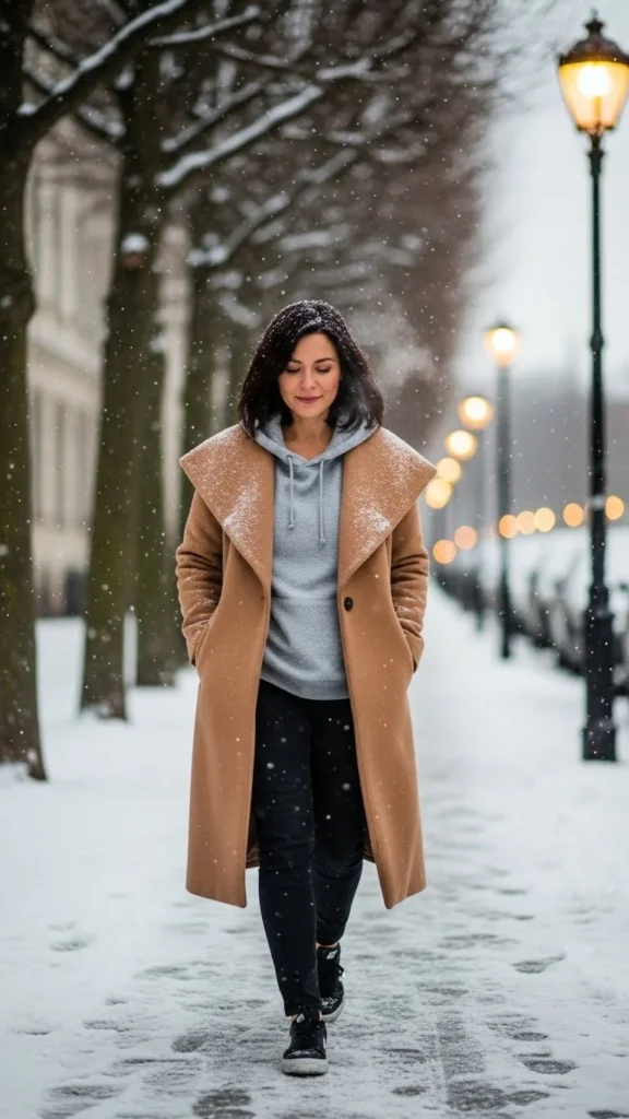 17. Longline Coat with Hooded Sweatshirt