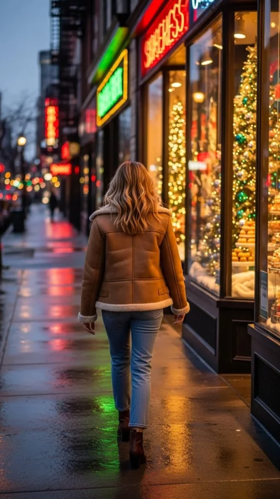 19. Shearling Jacket with Denim