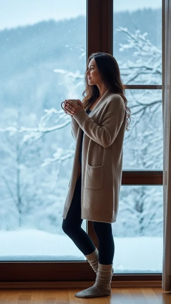 2. Oversized Cardigan and Leggings