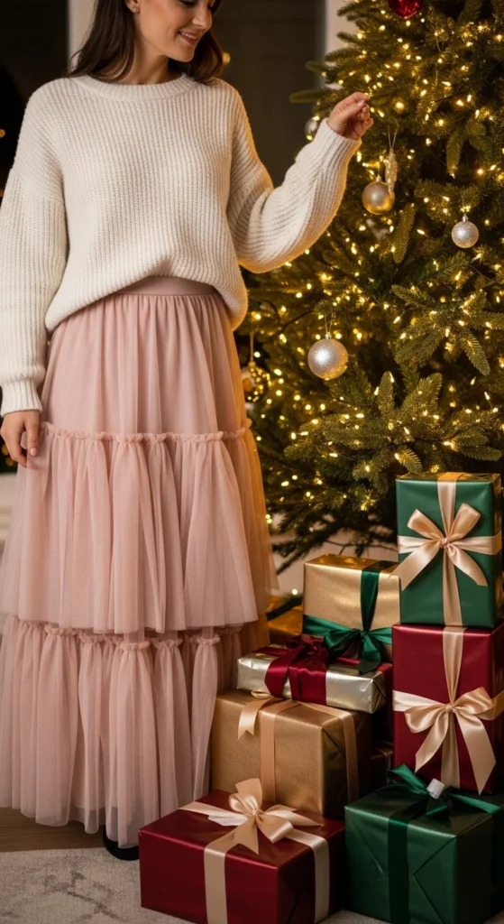 21. Festive Tulle Skirt and Sweater