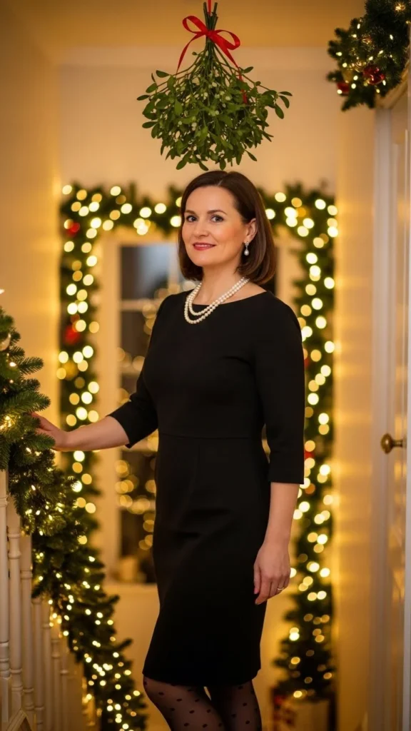 7. Little Blacka Dress with Sheer Tights