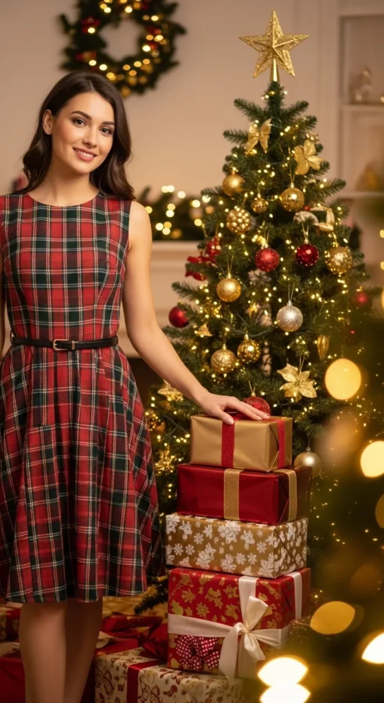 7. Plaid Dress with Belt
