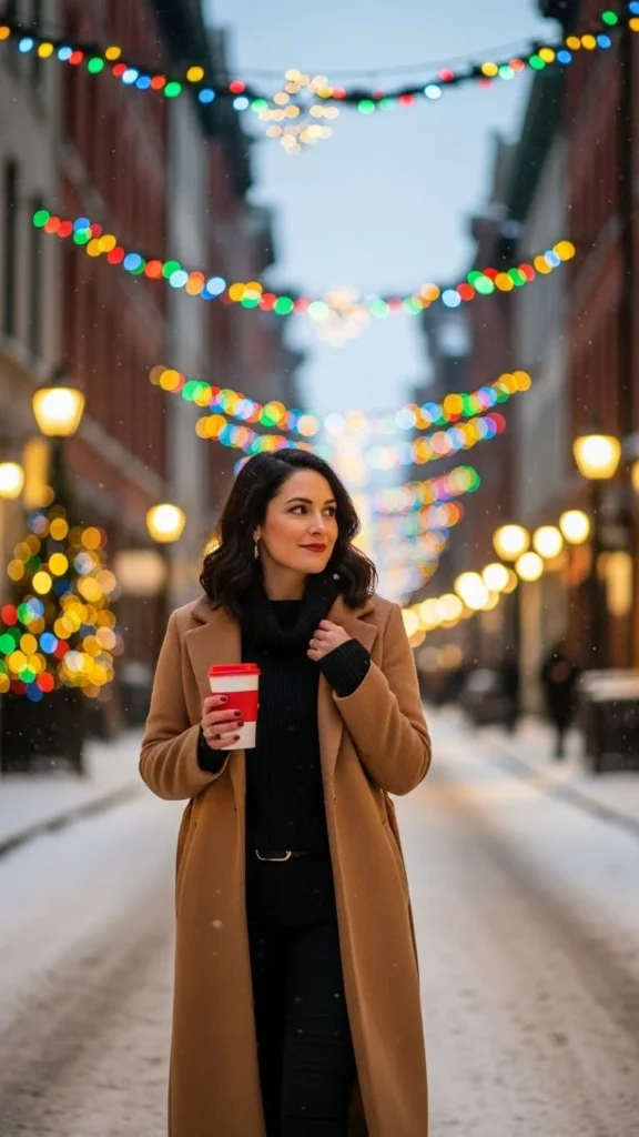 8. Camel Coat Over All-Black Ensemble