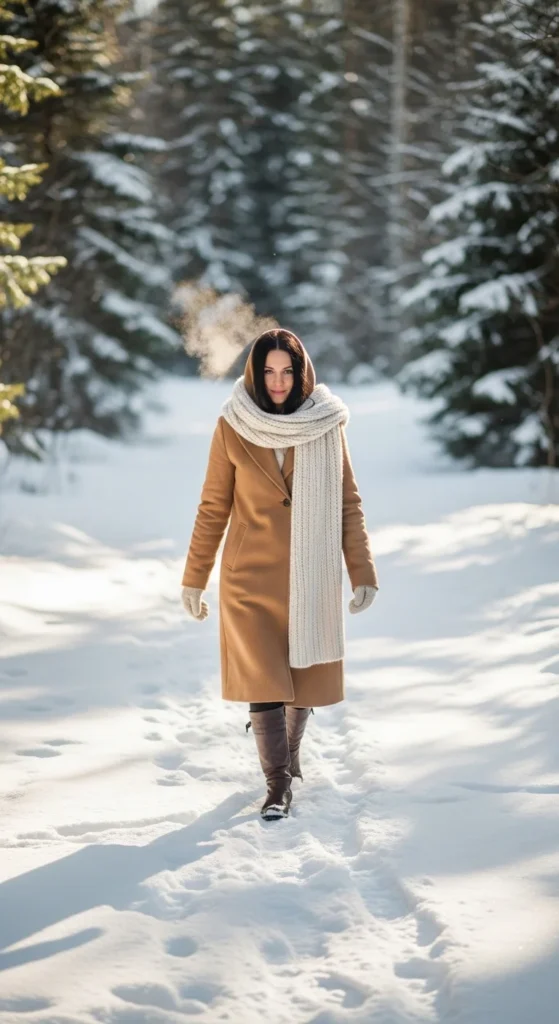 Chunky Scarf and Long Coat