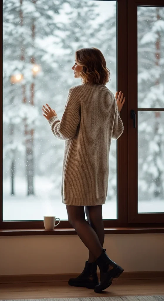 Knit Dress with Tights