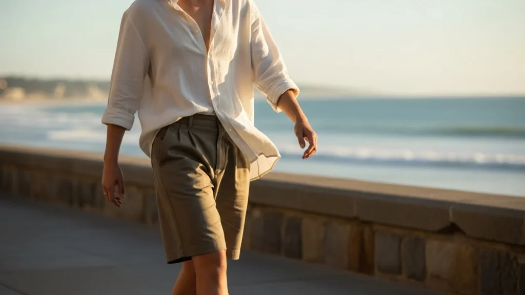 1. Linen Shirt with Relaxed Shorts