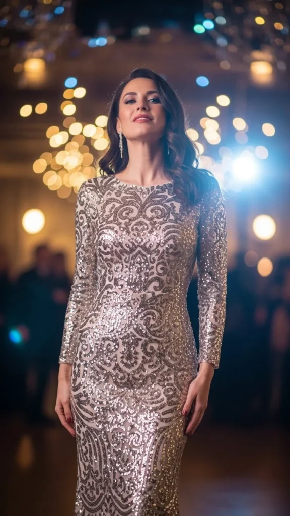 1. Sequin Dress with a Clean Silhouette