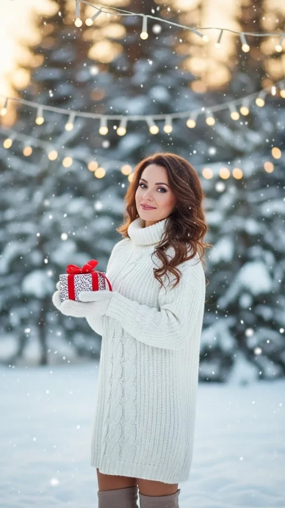 1. White Knit Sweater Dress Magic