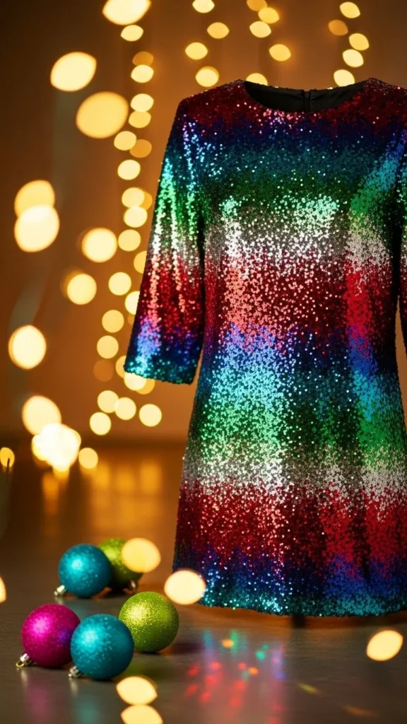 10. Multicolor Sequin Shift Dress