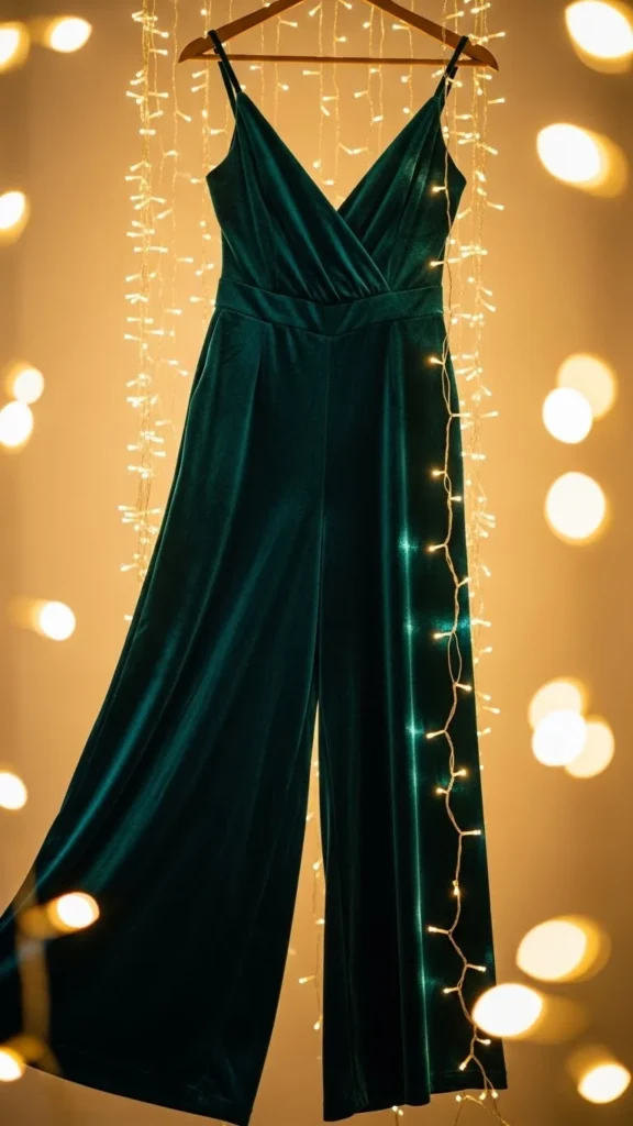 10. Velvet Wide-Leg Jumpsuit in Teal