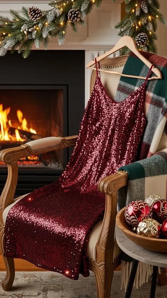 11. Burgundy Sequin Slip Dress