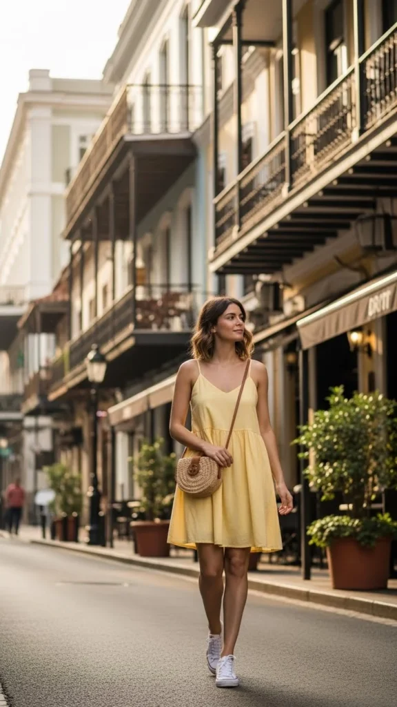 11. Cotton Sundress with Sneakers