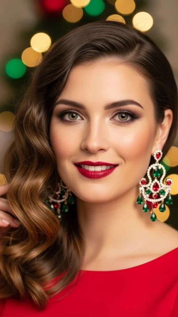 11. Red Dress With Statement Earrings