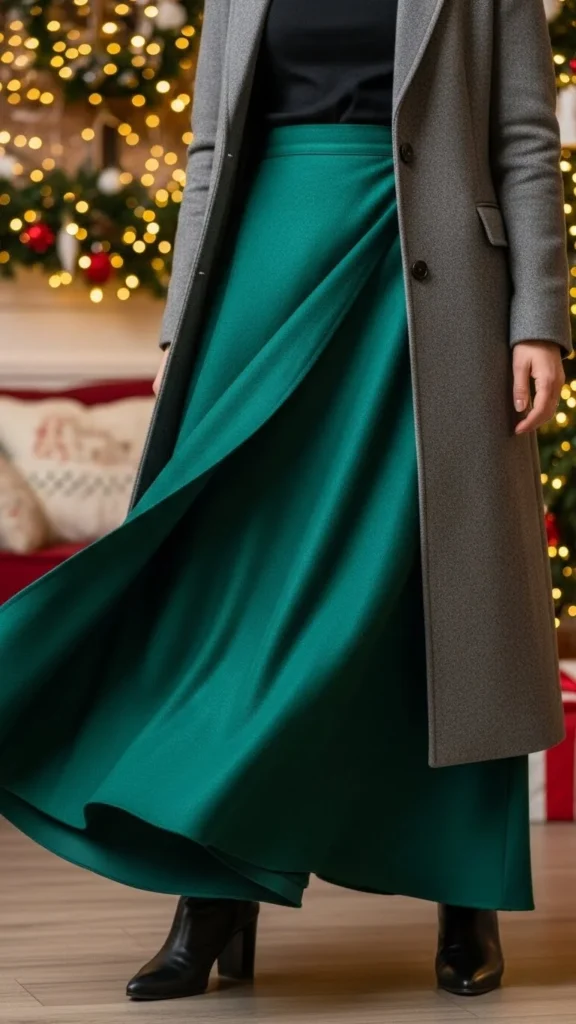 11.Wrap Skirt Styled With Long Coat