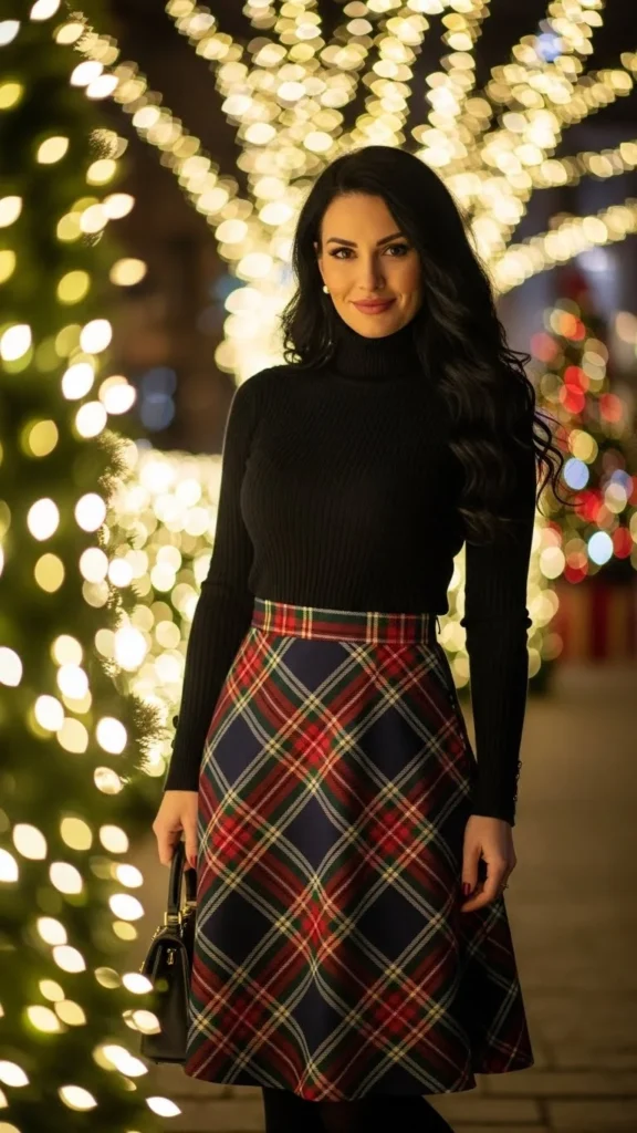 12. Plaid Skirt with a Turtleneck