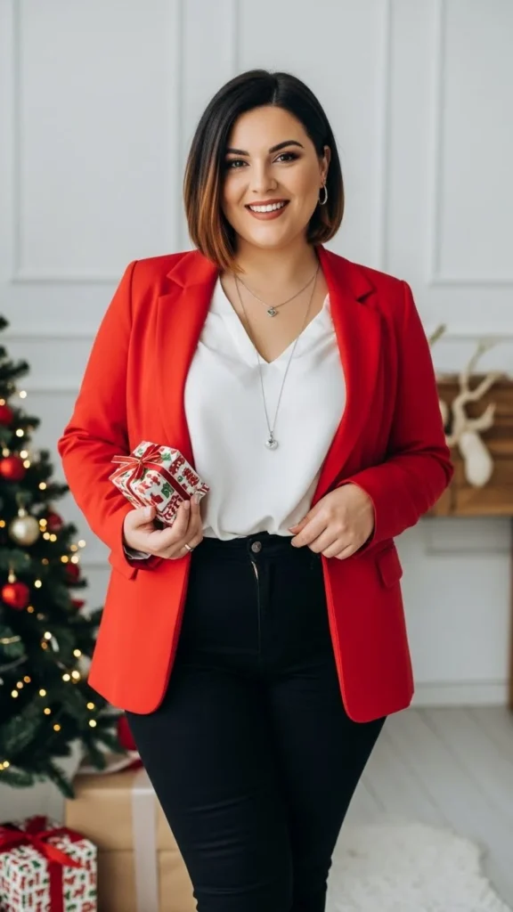 12. Red Blazer with Black Jeans