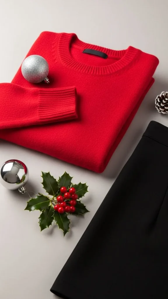 12. Red Sweater + Black Skirt