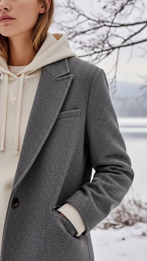 12. Simple Hoodie Under a Structured Coat