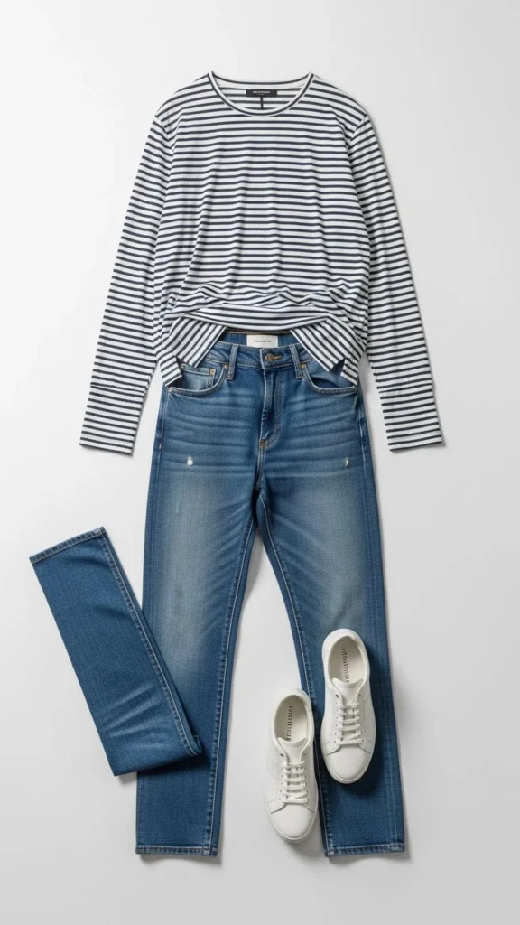 12. Striped Long-Sleeve and Denim