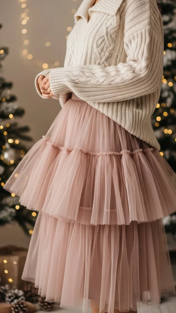 12.Tulle Skirt With Simple Sweater