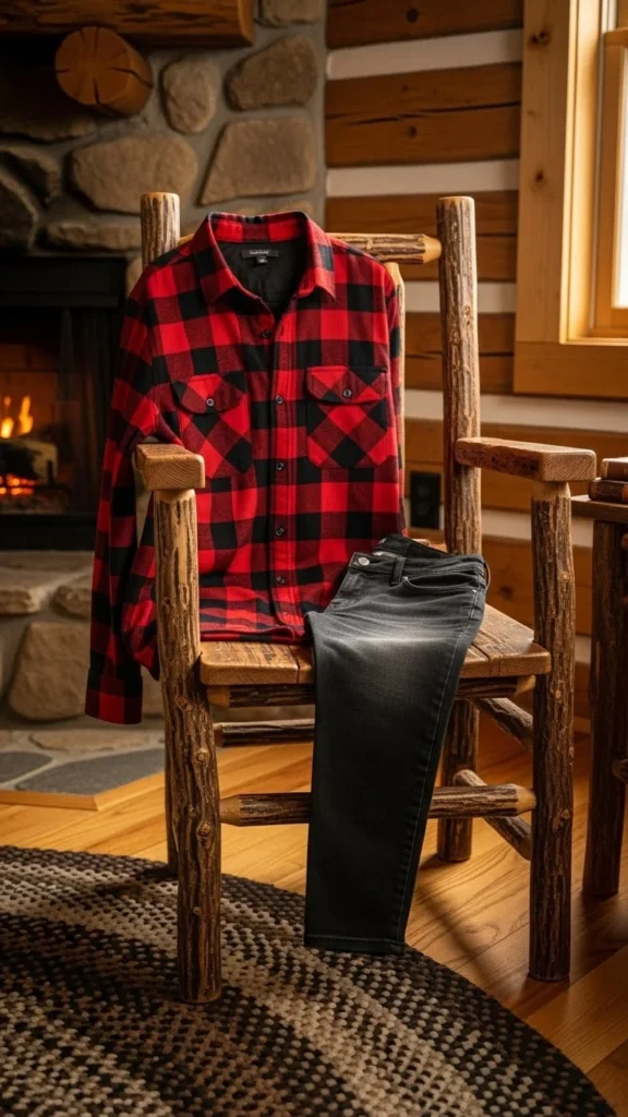 13. Black Jeans + Red Flannel Shirt
