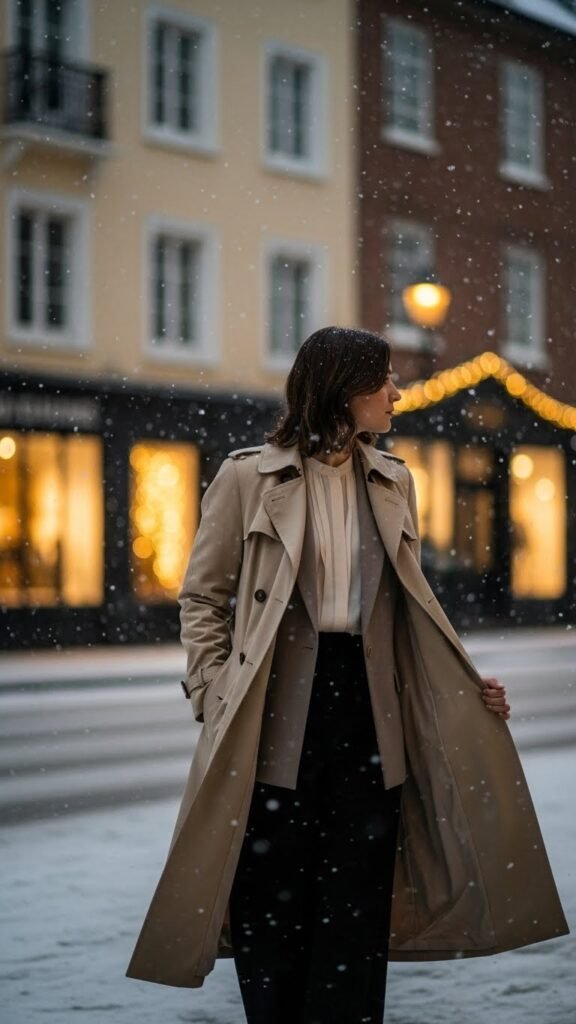 13. Classic Trench Coat Layered Over Neutrals