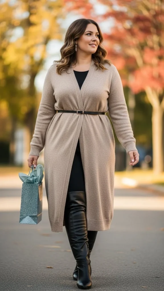 13. Long Cardigan with Belt and Boots