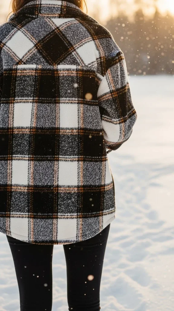 13. Plaid Shacket + Black Leggings