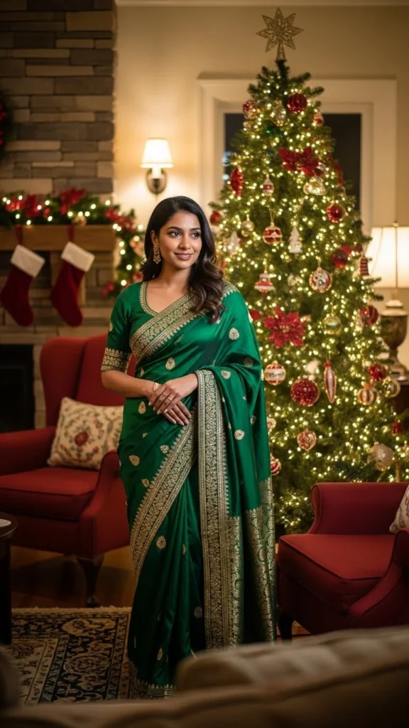 14. Green and Gold Saree