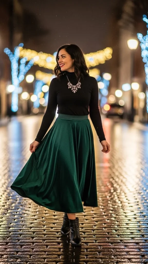 14. Midi Skirt with Ankle Boots