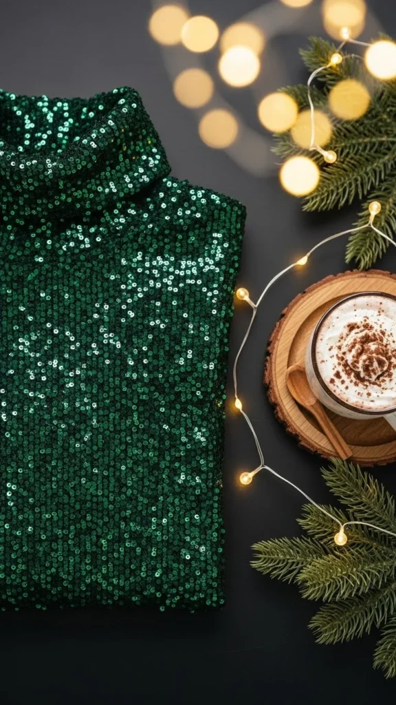 14. Sequin Turtleneck Top