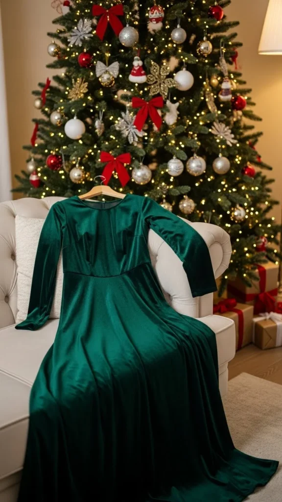 14. Velvet Maxi Dress in Forest Green