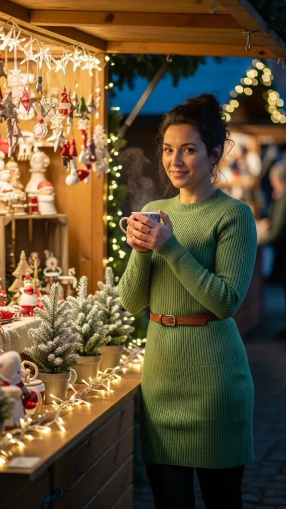 16. Green Sweater Dress with Belt