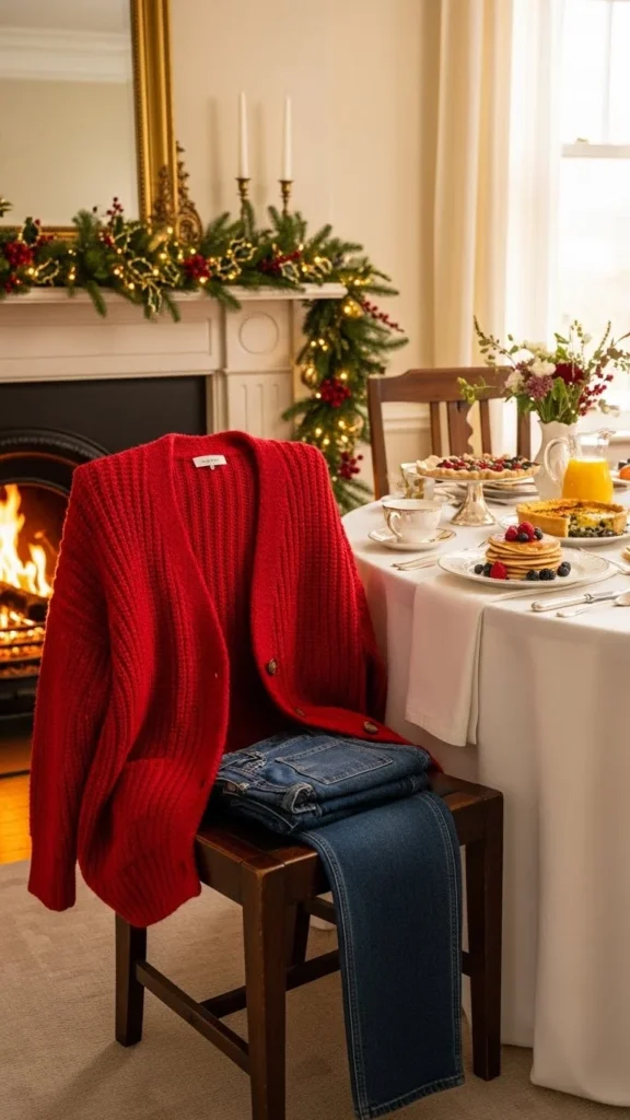 16. Oversized Red Cardigan With Dark Jeans