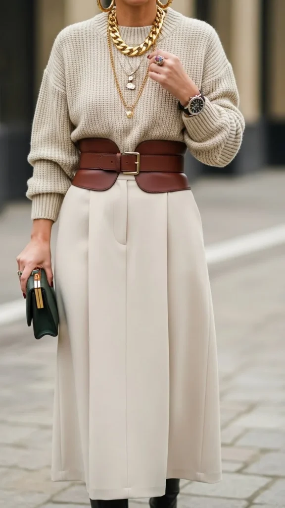 17. Knit Set with Bold Accessories