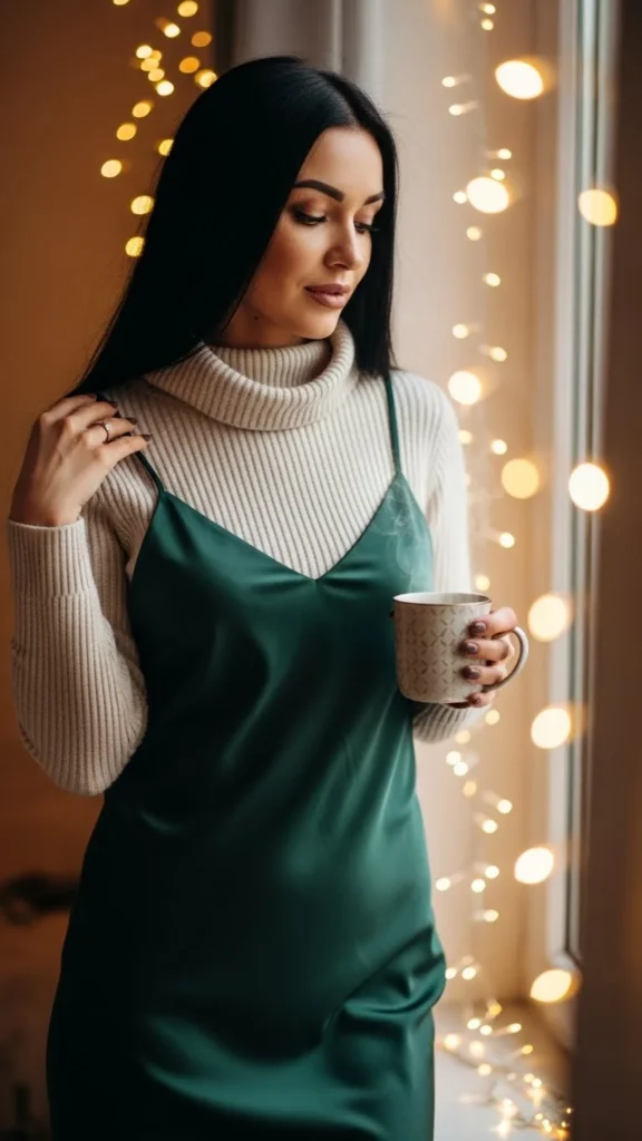 17. Layered Turtleneck Under a Slip Dress