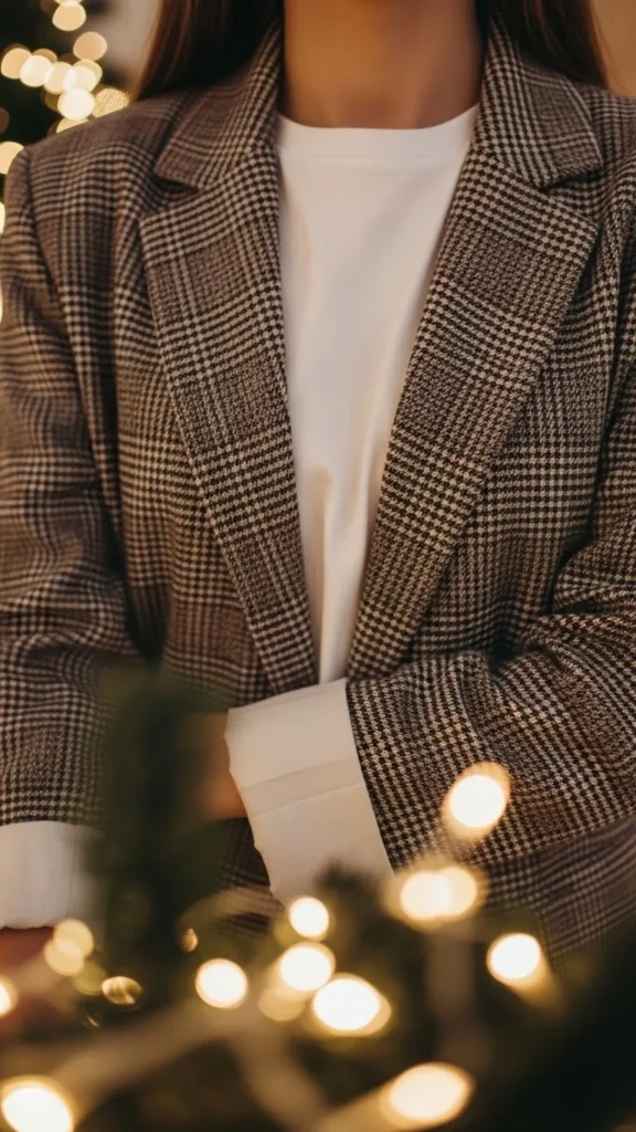 17. Plaid Blazer Over Basic Tee