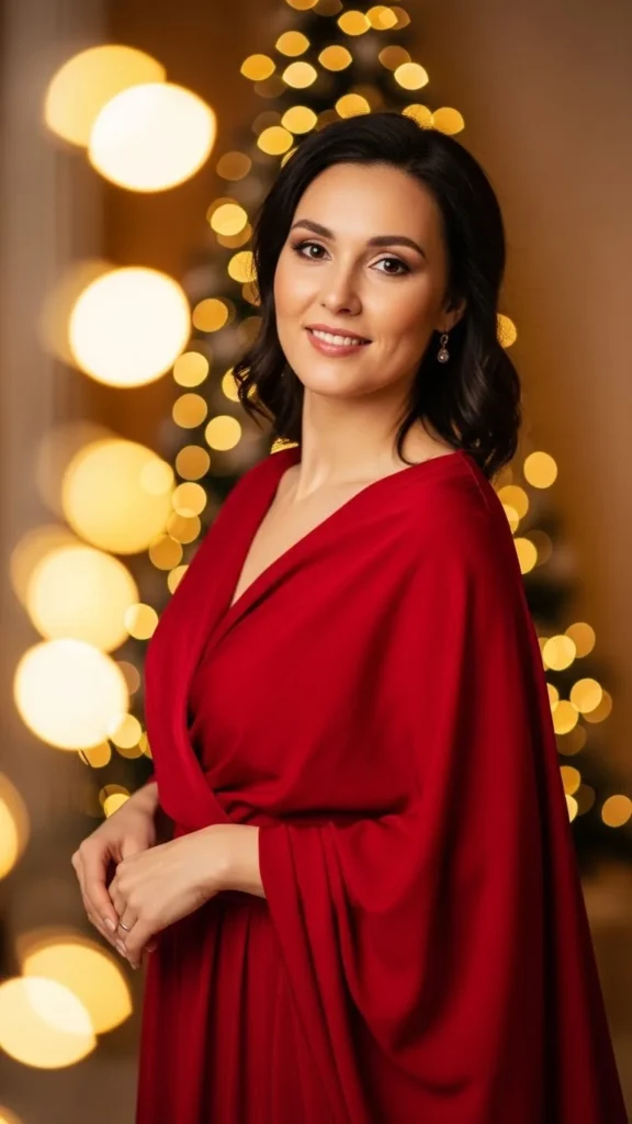 17. Red Dress With Soft Makeup