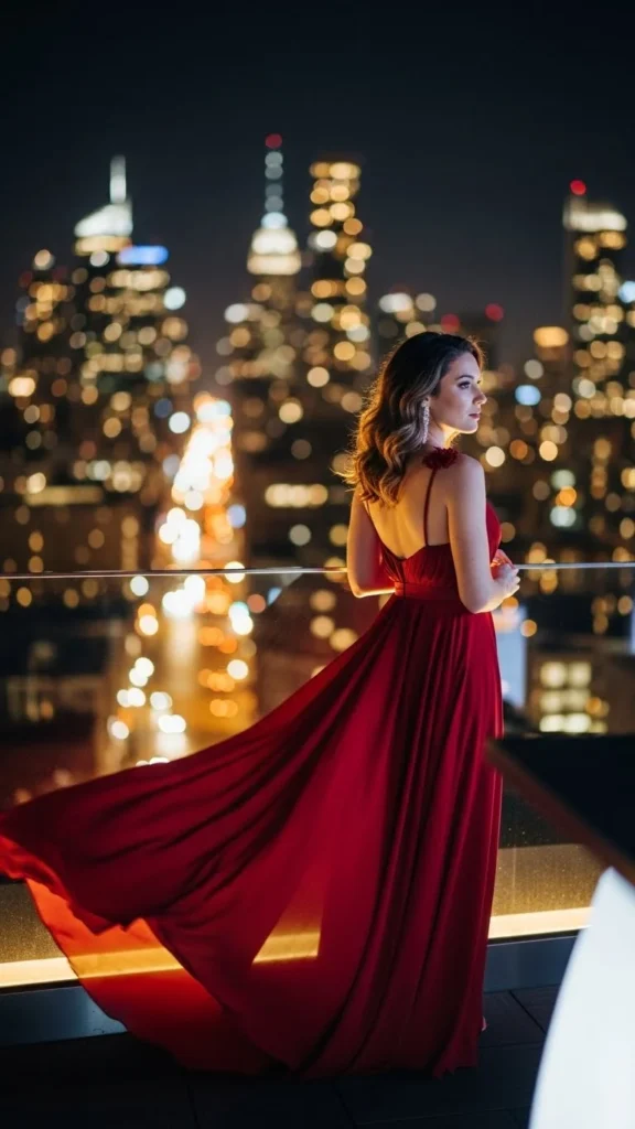 18. Red Dress with Simple Lines