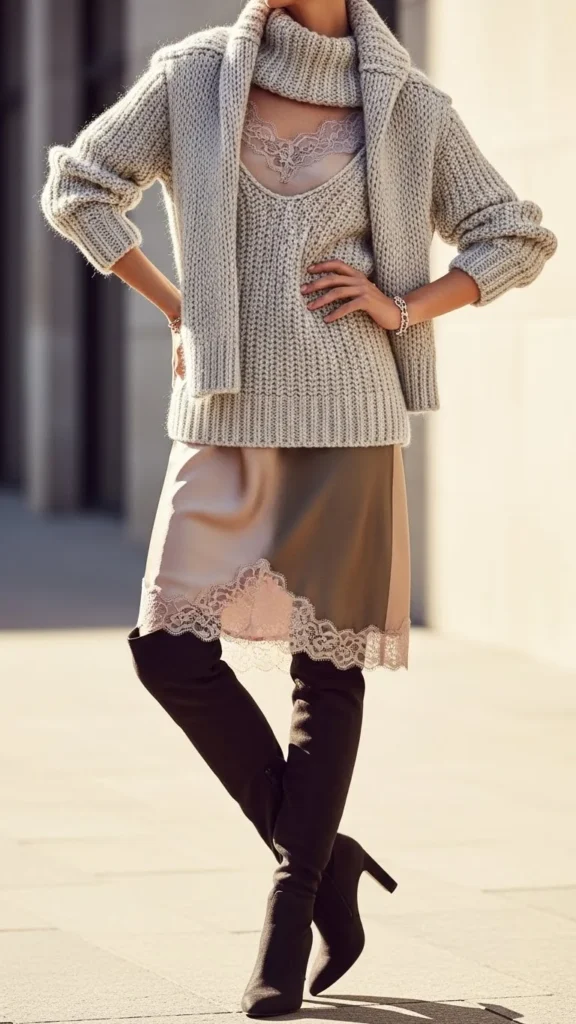 18. Sweater Layered Over a Slip Dress