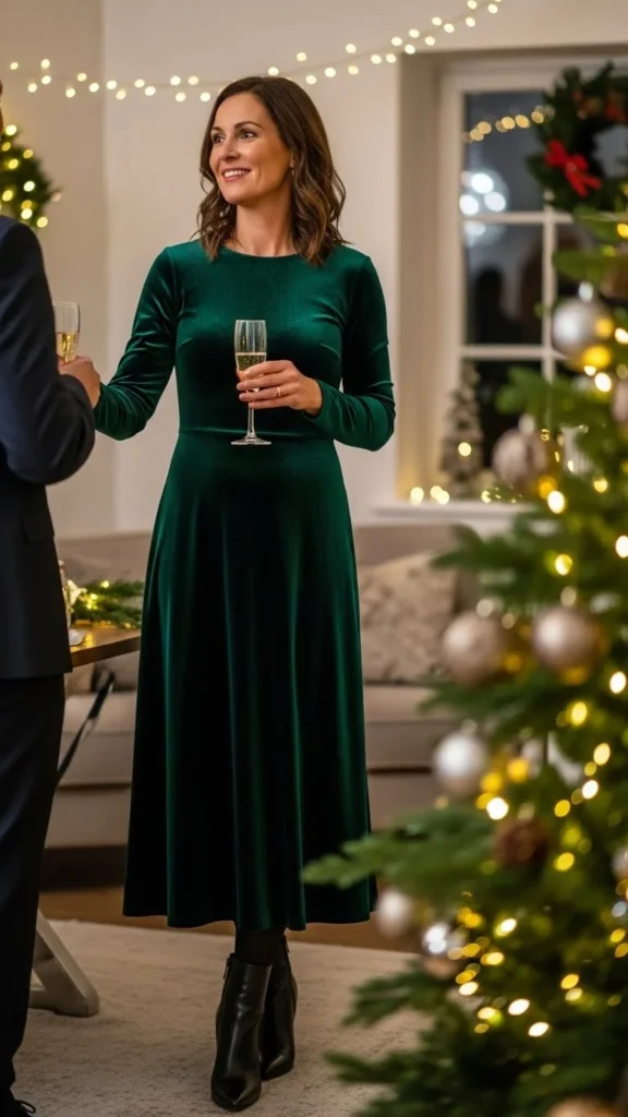 19. Long-Sleeve Midi Dress With Boots