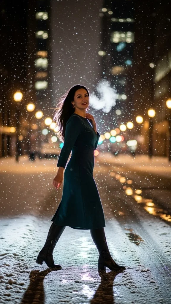 19. Midi Dress with Tall Boots