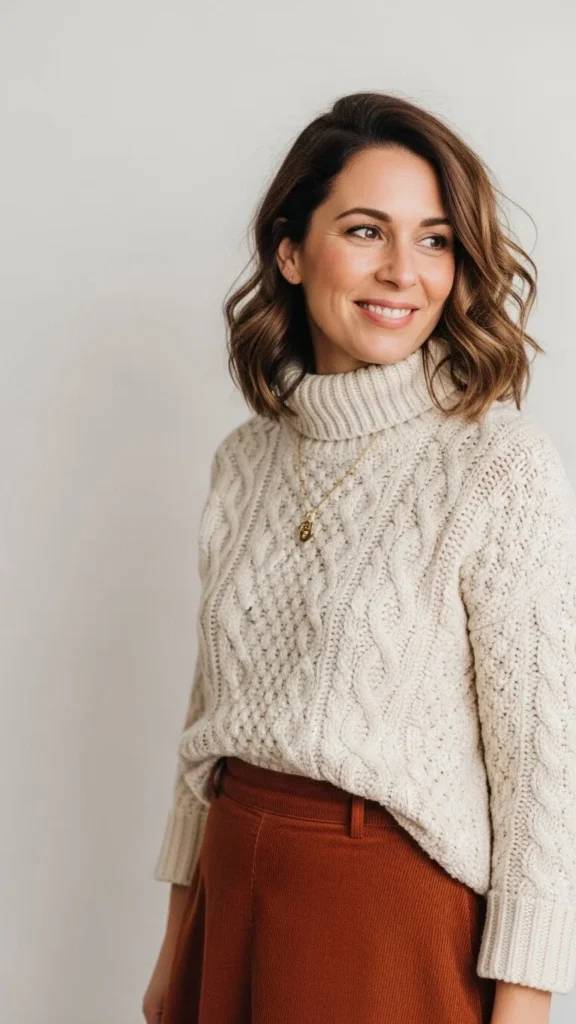 19. Sweater and Corduroy Skirt Combo