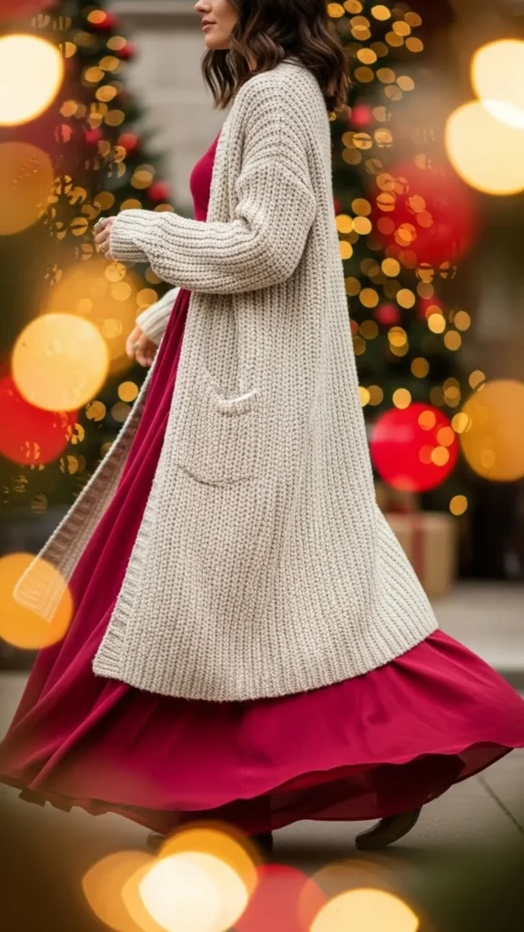 19.Flowy Skirt With Long Cardigan