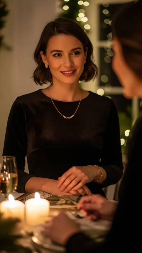 2. Black Velvet Dress with Gold Details