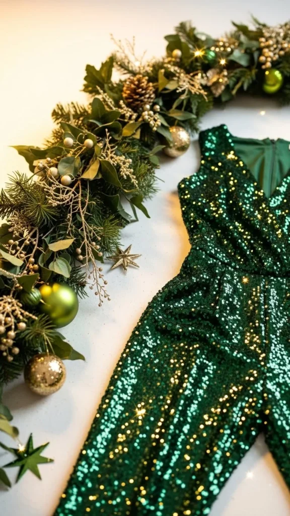 2. Emerald Green Sequin Jumpsuit