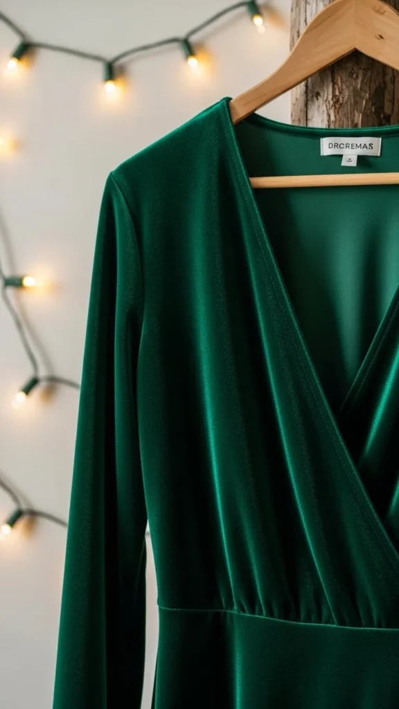 2. Emerald Velvet Wrap Dress